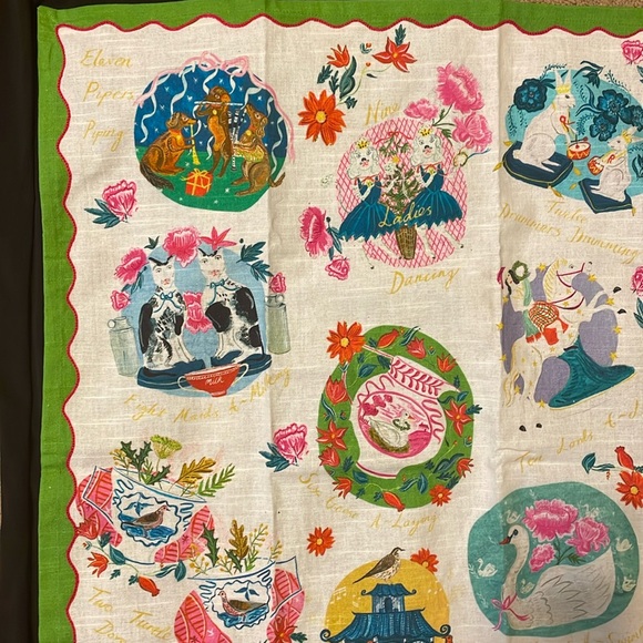 Anthropologie Emily Maude 12 days of Christmas Dish Towel  New - Picture 7 of 7